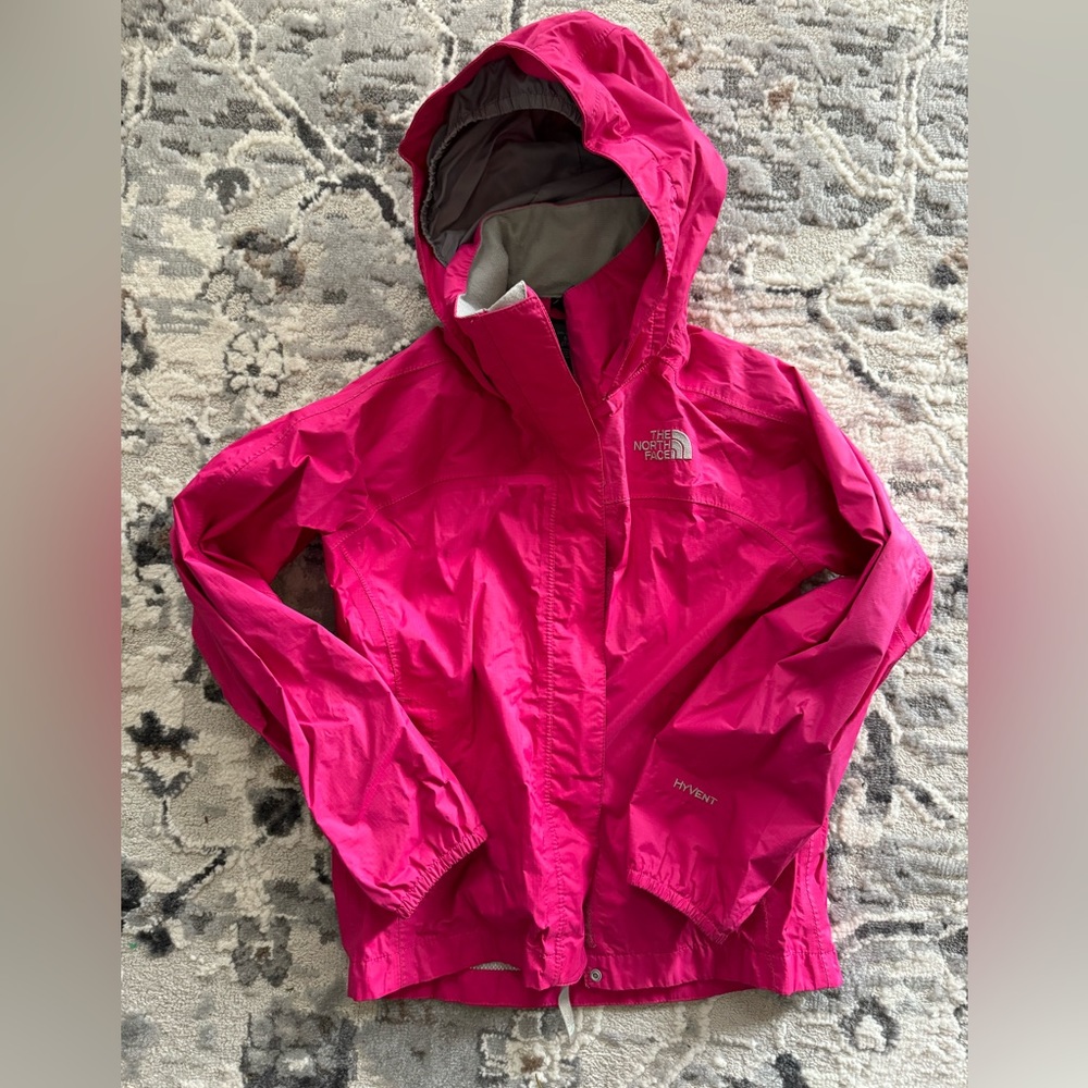 The North Face Girls Jacket Small 7/8 Youth Pink Hyvent Windbreaker Hooded